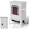 Juskys Camino elettrico 2000 W - Bianco, caminetto autoportante con effetto fiamma, 2 livelli di calore, termostato e spegnimento di sicurezza per il soggiorno