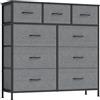 SONGMICS BELLAH Collezione - Cassettiera, Armadietto, Mobile contenitore in Acciaio, per Camera da Letto, ingresso o Soggiorno, 9 Cassetti, Stile Moderno, Grigio Ardesia, LGS324G101