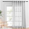 PONY DANCE Tende Semitrasparenti Effetto Lino Moderne per Soggiorno con Anelli Tenda Salotto per Finestre Voile per Camera da Letto 1 Pezzo L 254 x A 240 CM, Grigio Chiaro