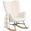 MEUBLE COSY Sedia a Dondolo Poltrona Imbottita Relax con Braccioli Schienale Alto per Soggiorno Cameretta in Tessuto Sherpa con Gambe in Legno, Beige