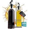 Cucino Set di dispenser per aceto e olio - (Toscana) 2 bottiglie di olio da 250 ml con supporto | a prova di perdite e senza gocciolamento | con tappo anti-sporco