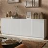 Dmora Credenza Masainas 40x150x48h cm Bianco 4 Ripiani 8 Vani, Madia Apertura Battente