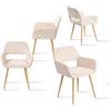 MEUBLE COSY Set di 4 Sedie da Pranzo Scandinavo Imbottito con Schienale Braccioli Poltrona in Velluto a Coste per Cucina Sala Soggiorno Camera Ufficio, Beige Chiaro