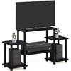 Furinno 11257DWN Mobile Porta TV, Marrone (Dark Walnut), Round Tube, Square Corner