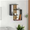 Dmora - Mensola Seren, Scaffale, Ripiano a muro, Scaffalatura multiuso, 64x22h85 cm, Antracite e Rovere