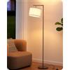 EDISHINE Lampada da Terra, Paralume ad Angolo Orientabile in Lino, Lampadina Inclusa, Base E27, Interruttore a Pedale, Moderna Arco LED Salotto per Camera da Letto, Soggiorno, Ufficio, Oro