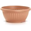 IMJ-Global Vaso per Fiori piante Tondo Terra Decorativo in Plastica Alto 9,5 cm da interno esterno Ø20 cm Colore Terracotta Design Classico 2 Litri