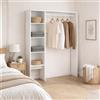 Dmora Guardaroba Grande Makalu 40x187h cm Bianco Appendiabiti 4 Ripiani, Armadio Camera da Letto 6 Vani