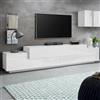 Dmora - Mobile porta TV Nico, Credenza bassa da soggiorno, Base porta televisione, 100% Made in Italy, cm 240x45h52, Bianco lucido