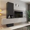 Dmora Parete Attrezzata Delagoa Nero Antracite Modulabile 6 Ante, Mobile Soggiorno Set Componibile