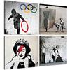 Giallobus - Quadri 4 Multi pannello Art Board - Banksy - Le opere più belle di Banksy - Raccolta 3 - Legno Mdf - 29,7x29,7 - x 4 pezzi