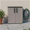 Dmora - Armadio da esterno Mol, Mobile balcone multiuso, Armadietto outdoor a 2 ante, 100% Made in Italy, 68x37h84 cm, Finitura righe, Grigio e Nero
