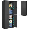 SONGMICS Armadietto Garage a 5 Ripiani con 4 Ante, Armadio Ufficio, 40 x 60 x 180 cm, 2 Serrature, Ripiani Regolabili, Armadio Metallo, Nero Opaco OMC017BD01