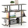 Furinno Turn-N-Tube Scaffale Multifunzione con 4 ripiani, HOLZ, Grigio/Nero (French Oak Grey/Nero), taglia unica
