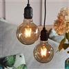 Hellum Lampada a sospensione retrò con batteria e telecomando, set da 2 pezzi, lampadine dimmerabili con batteria e timer (8 x AA non incluse), lampada esterna, colore oro, lampadina G95 151428