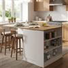 Dmora - Isola da cucina Osvaldo, Armadio multiuso, Mobile per cucinotto, Tavolo ausiliario, 100% Made in Italy, 160x90h90 cm, Bianco lucido e Rovere
