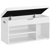 VASAGLE CUSTOS Collezione - Scarpiera Panca Ingresso, Panca Contenitore Imbottita, 3 Scomparti, Ripiani, Soggiorno Corridoio Camera da Letto, Portata 150 kg, Bianco LHS030WB03