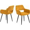 MEUBLE COSY Set di 2 Sedie da Pranzo Scandinavo Imbottito con Schienale Braccioli Poltrona in Velluto a Coste per Cucina Sala Soggiorno Camera Ufficio, Giallo