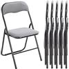 HAKU Set di 6 sedie pieghevoli grigio, nero, Metallo, tessuto di velluto - Dim. L 45,00 cm x A 81,00 cm x P 45,00 cm, Stile Moderno