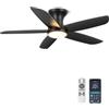 Ohniyou 116 cm Ventilatore da Soffitto con Luce, Telecomando/APP, Luce Regolabile, Motore DC Silenzioso, Ventilatori da Soffitto per Camera da Letto, Soggiorno, nero