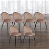 Dmora - Set di 6 sedie Stinson, Poltrona rivestita in velluto, Sedia da pranzo imbottita, Seduta per riunioni, 51x54h82 cm, Grigio tortora