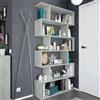 Dmora - Libreria Joliet, Mobile portalibri alta bifacciale, Scaffale divisorio con 5 ripiani, Scaffale da ufficio moderno, 80x24h192 cm, Grigio cemento