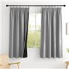 PONY DANCE 100% Tende Oscuranti per Cucina Tende Termiche Isolanti per Interni con Fettuccia Curtains per Camera da Letto Moderne 2 Pezzi L 140 x A 160 cm, Grigio Chiaro