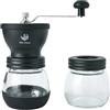 VIA CREMA Macina Caffè Manuale Macinacaffè Chicchi in Vetro, Coperchio Silicone, Lame in Ceramica Regolabili Pratico Macinino Macina Caffè a Mano