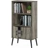 Furinno MIDCENTURY scaffali portaoggetti, mobile contenitore con ante e ripiani, libreria con gambe, per soggiorno, ufficio in casa, rovere grigio