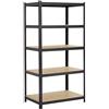 Yaheetech Scaffale/Scaffalatura Metallo Industriale a 5 Riapini 180 x 90 x 60 cm in Acciaio e Legno MDF per Garage Magazzino Cucina Negozio Nero Opaco