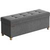 SONGMICS Cassapanca, Pouf Contenitore, Poggiapiedi Pieghevole 38 x 110 x 40 cm, Ottomano con Gambe in Legno, Regge fino a 300 kg, per Soggiorno, Camera da Letto, Dormitorio, Grigio Ardesia LSF018G11