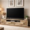 Dmora - Mobile porta TV Salvatore, Credenza bassa da soggiorno a 3 ante, Base porta televisione, 100% Made in Italy, cm 200x40h37, Ardesia e Acero, con luce LED