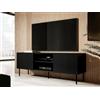 Dmora Mobile Porta TV Molini 42x150x52h cm Nero 3 Ripiani 6 Vani, 3 Ante
