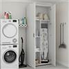 Dmora - Armadio multiuso 2 ante Forcola, Mobile multifunzione porta scope, Guardaroba porta scarpe, 78x35h190 cm, Bianco
