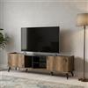 Dmora - Mobile Porta TV Circini, Credenza da Soggiorno, Armadio Basso per TV, Base Parete attrezzata, 180x34 h52 cm, Noce e Nero
