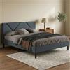 Dmora - Letto piazza e mezza Zeffirio, Sommier per camera da letto, Giroletto per stanza, Struttura porta materasso, Adatto a materasso Cm 120x190, Blu