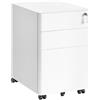 SONGMICS Cassettiera da Ufficio, Mobile con Ruote e 3 Cassetti, Chiusura a Chiave, Premontato, Mobiletto in Metallo, Supporto per Stampante, Studio, 50 x 39 x 59 cm, Bianco Opaco OFC032WG01