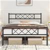 Yaheetech Struttura Letto Matrimoniale in Metallo Ferro con Testiera a Forma di X Telaio con Rete a Doghe per Camera Dormitorio 140 x 200 cm Nero