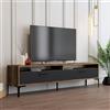 Dmora - Mobile porta TV Eltanin, Credenza da soggiorno, Armadio basso per TV, Base parete attrezzata, 180x47h35 cm, Noce e Antracite