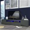 Dmora - Mobile porta TV Jesse, Credenza bassa da soggiorno a 3 ante, Base porta televisione, 100% Made in Italy, cm 200x40h37, Antracite lucido, con luce LED