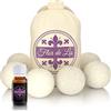 Flor De Lis Palline Per Asciugatrice Con Profumo Oli Essenziali Lavanda,Pallina Gomitoli di Lana Palle Asciugatrice Riutilizzabili Naturale Funzione Ammorbidente Profumatore Biancheria Lavatrice Asciugatrice a+++