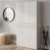 Dmora - Scarpiera Marzio, Porta scarpe salvaspazio a 7 ante, Armadio multifunzione da ingresso, 114x38h200 cm, Bianco effetto larice