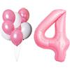 LAC EVERYTHING EVERYWHERE LAC Palloncino Numero 4 Rosa - Kit Palloncini 4 Anni Bambina 5 Rosa + 3 Bianchi - Decorazioni Festa di Compleanno - Palloncino 4 Anni Aria o Elio - Addobbi per Compleanni