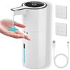 PUGTOW Dispenser automatico di sapone senza contatto, dispenser di sapone da parete da 400 ml con 4 livelli regolabili, dispenser di sapone liquido ricaricabile da 1800 mAh, a mani libere, per bagno e cucina