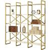 Dmora - Libreria Sagit, Scaffale da ufficio, Mobile portalibri, Biblioteca, 170x30h175 cm, Bianco e Oro