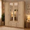 Dmora Guardaroba Grande Iwakura 160x205h cm Marrone Noce 9 Ripiani Appendiabiti, Armadio Camera da Letto 4 Ante