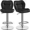 Yaheetech Set 2 Sgabelli Bar Alti Cucina Moderni Design in Similpelle con Schienale Girevole 360° Altezza Regolabile da Penisola Nero