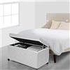 Dmora Pouf-contenitore in Finta Pelle, colore bianco, cm 84 x 49 x 44, Medium