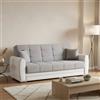 Dmora - Divano Letto 3 posti Luis, Divano Contenitore in Ecopelle e Tessuto, Sofà da Soggiorno con Apertura Click-clack, 220x84h91 cm, Bianco e Grigio