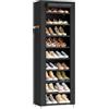 SONGMICS Scarpiera, 10 Ripiani, Scaffale Portascarpe da Ingresso 28 x 48 x 160 cm con Copertura di Tessuto, Slim, Struttura di Metallo, Nero RXJ034BH01